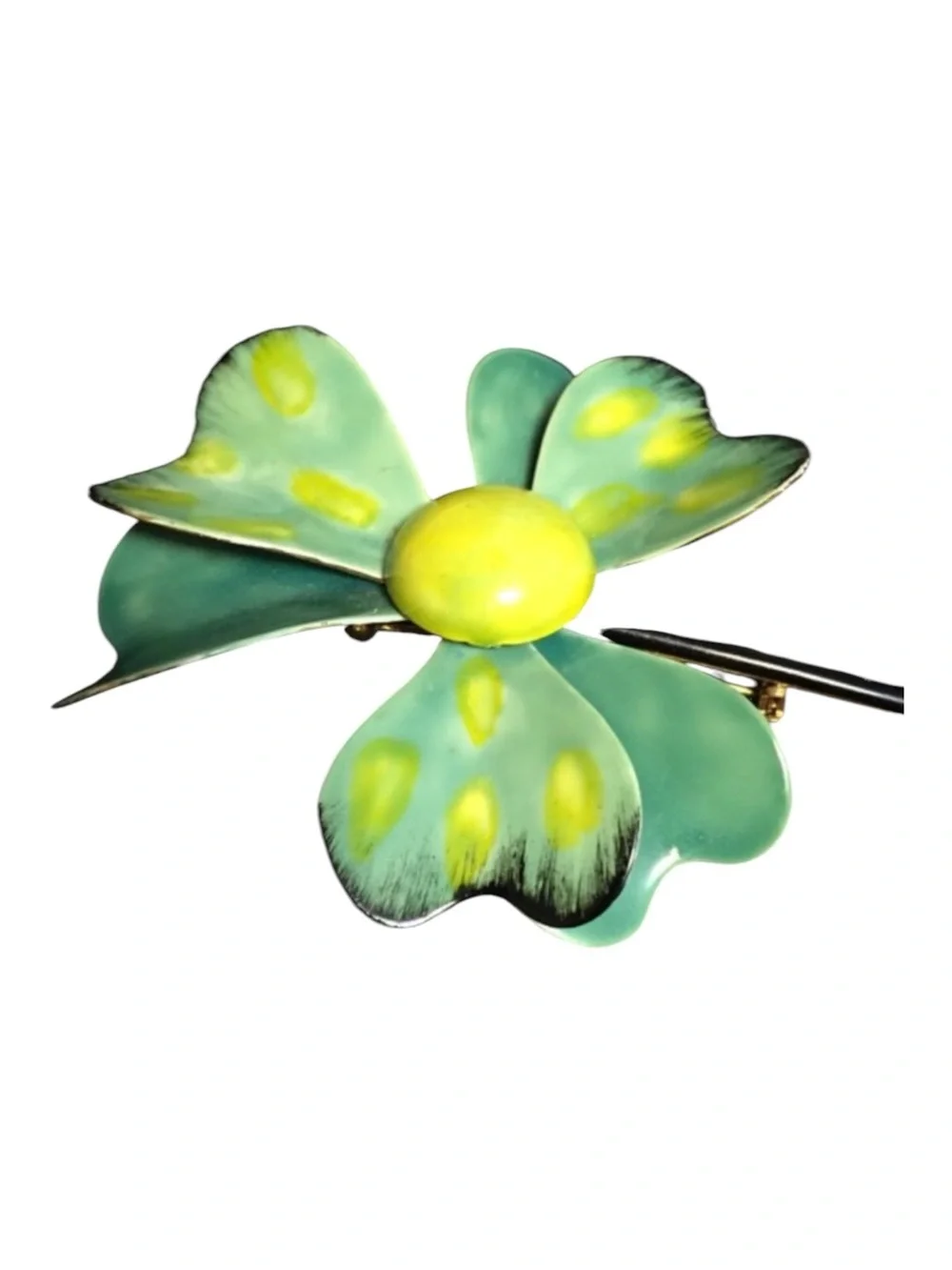 Vintage Original by Robert Enamel Flower or Shamrock Brooch
